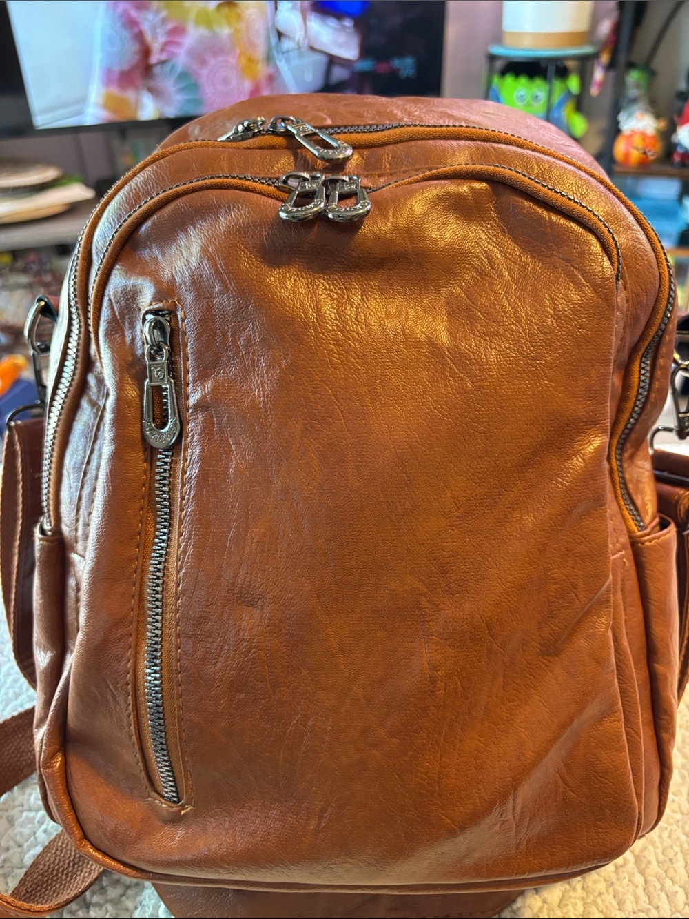 Brown Leather Crossbody Backpack - Classic Carry